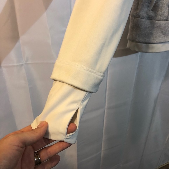 Mondetta White and Oatmeal Zip Up Hoodie with Thumb Holes - Size L - Picture 2 of 5